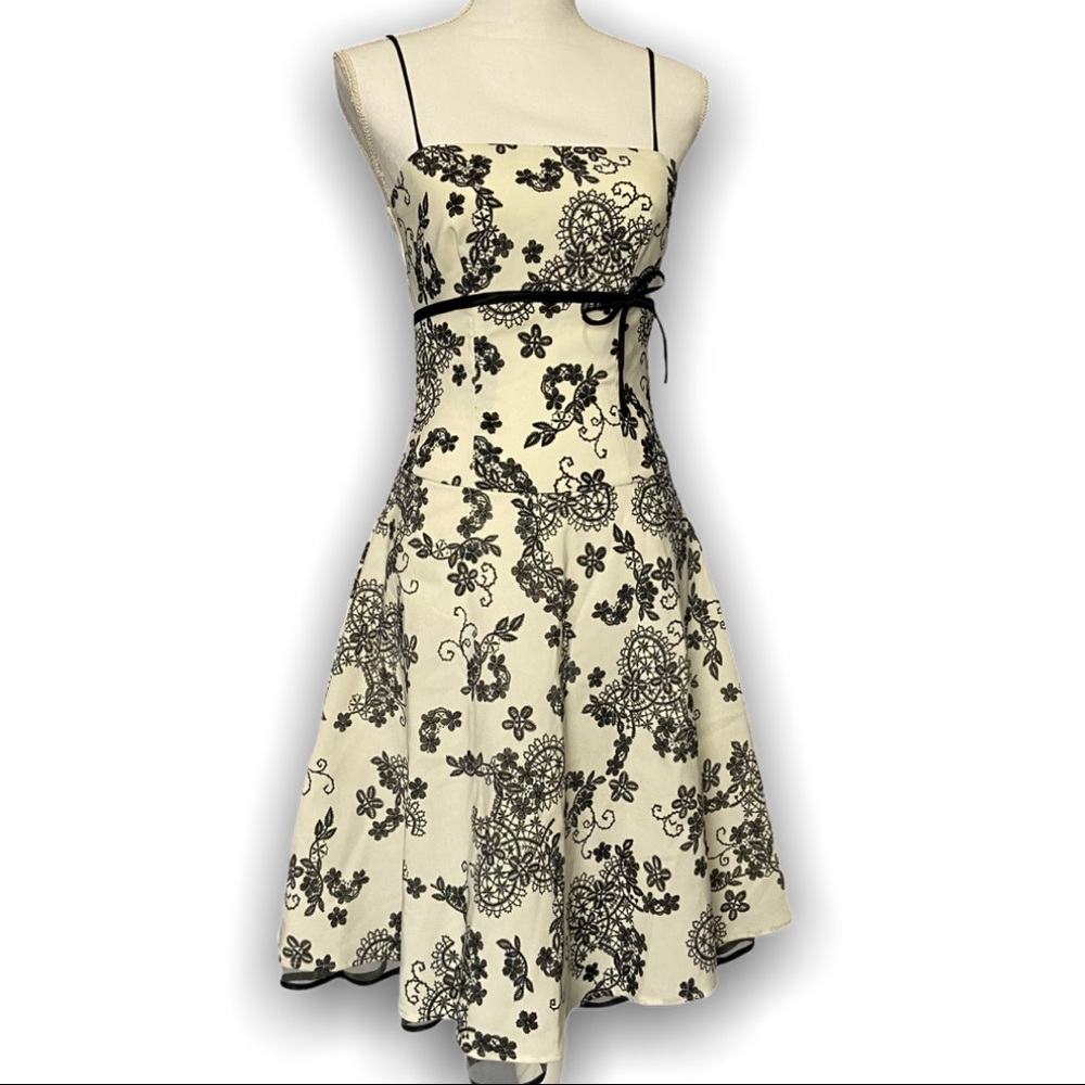 Vintage 90s Black White Juniors Party Prom Dress - Picture 3 of 9